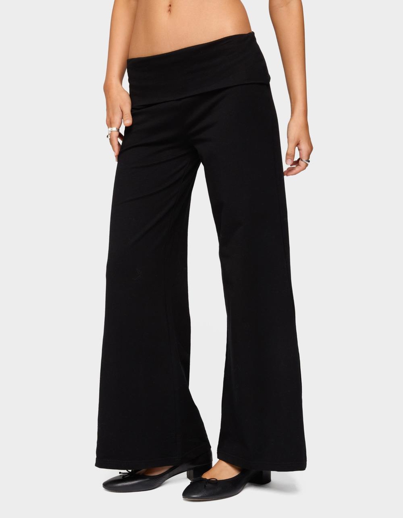 EDIKTED Petite Wide Leg Fold Over Pants image number 0