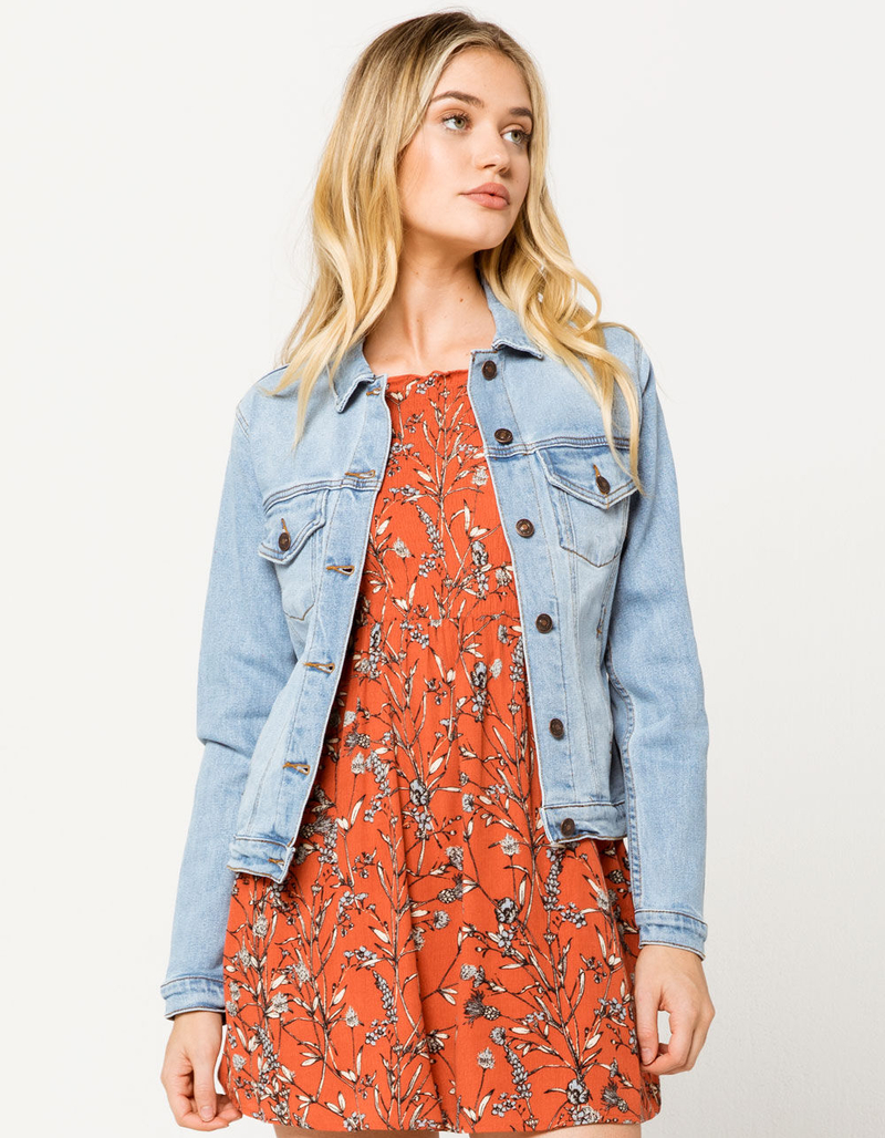 SKY AND SPARROW Vintage Medium Wash Womens Denim Jacket image number 1