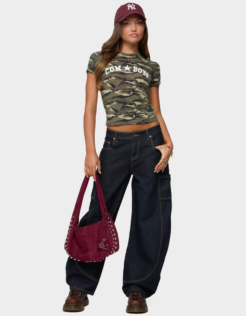 EDIKTED Aden Contrast Stitch Barrel Jeans image number 4