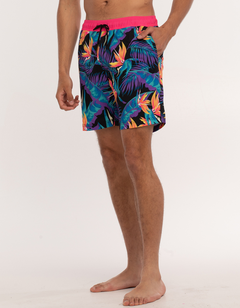 BLUE CROWN Neo Floral Mens 7" Swim Shorts image number 2