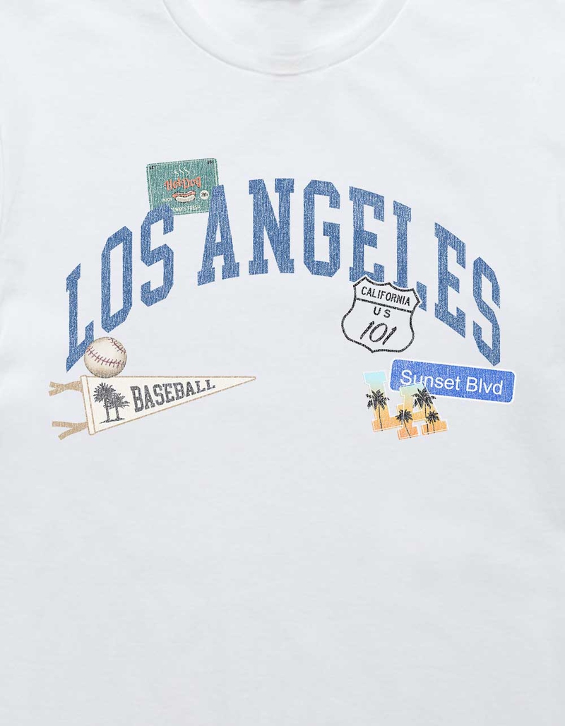 LOS ANGELES Landmark Stickers Distressed Unisex Tee image number 1