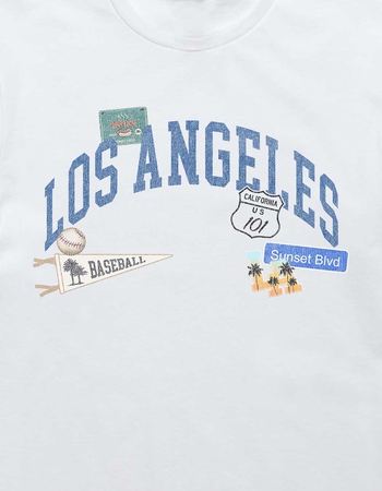 LOS ANGELES Landmark Stickers Distressed Unisex Tee Alternative Image
