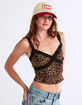 WEST OF MELROSE Leopard Lace Trim Mesh Womens Tank Top image number 1