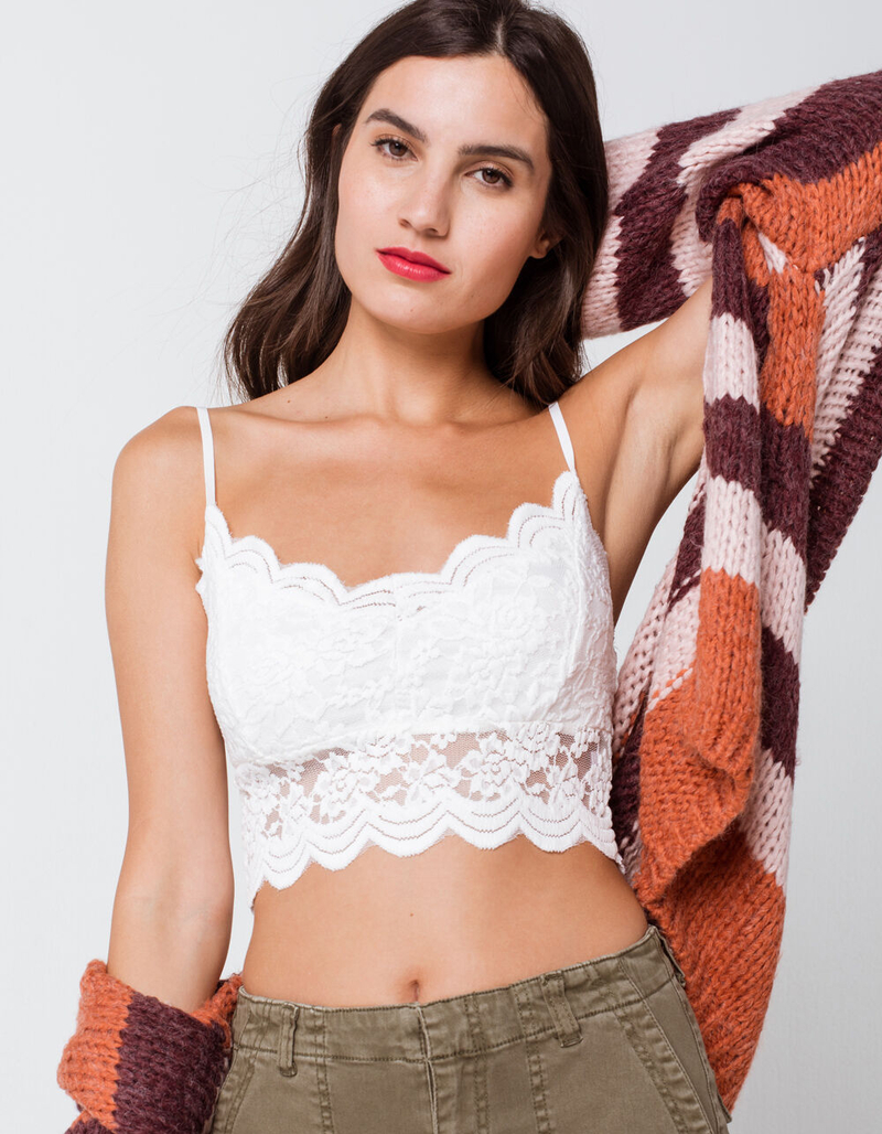 HEART & HIPS Allover Lace White Womens Bralette image number 0