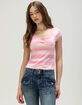 RSQ Womens Stripe V-Neck Cap Sleeve Tee image number 1