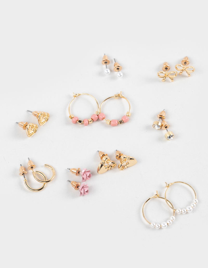 FULL TILT 9 Pack Bow/Pearl/Heart Earrings image number 0