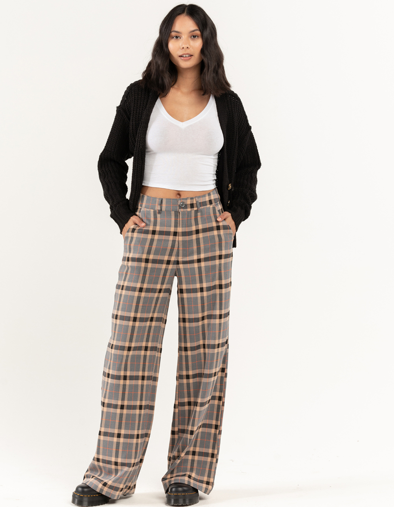 RSQ Womens Wide Leg Plaid Pants image number 0