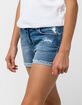 RSQ Malibu Cuff Medium Wash Girls Ripped Denim Shorts image number 3
