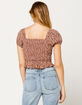 IVY & MAIN Square Neck Button Peplum Rust Womens Top image number 3