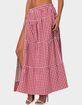 EDIKTED Gingham Side Slit Tiered Maxi Skirt image number 4