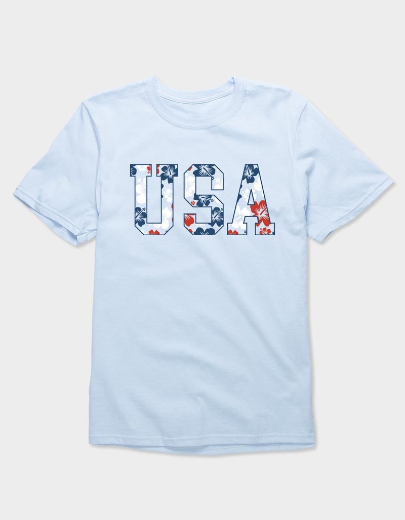 USA Hibiscus Outline Unisex Tee image number 0