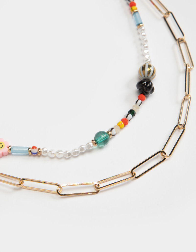 FULL TILT Layered Oval & Heart & Flower Necklace image number 1