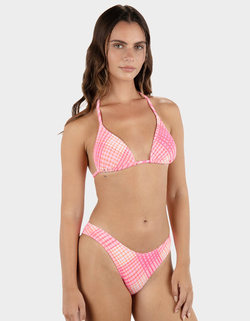HURLEY Ombre Plaid Scrunch Classic Tri Womens Bikini Top image number 3