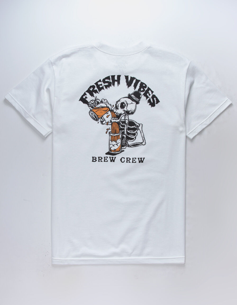 FRESH VIBES Brew Crew White Mens T-Shirt image number 0