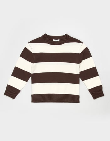 FULL TILT Girls Stripe Oversized Crewneck Sweater Primary Image