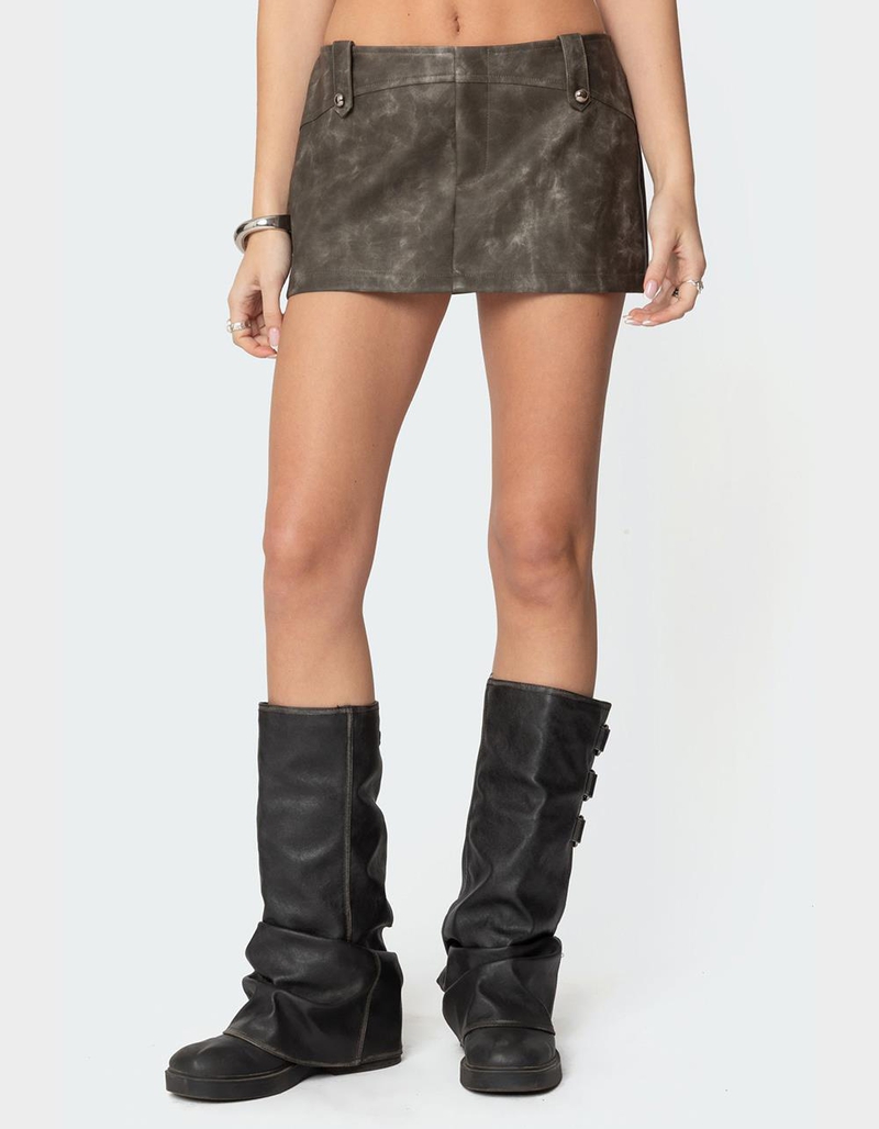 EDIKTED Bar Washed Faux Leather Mini Skort image number 0