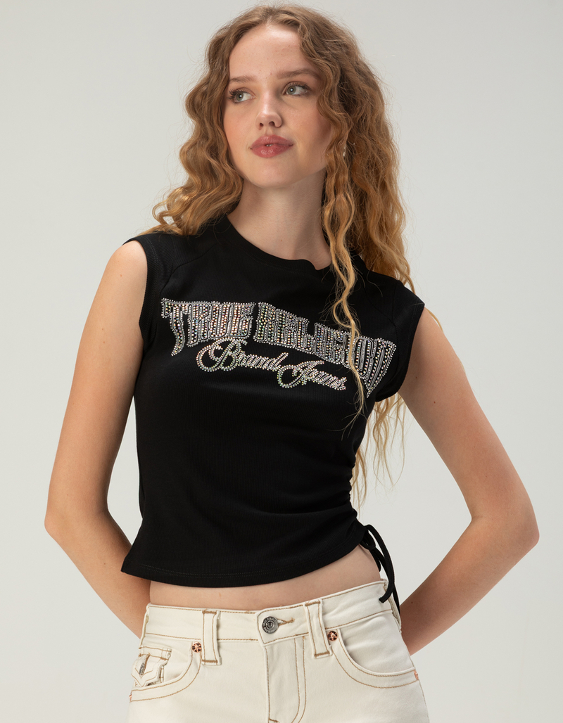 TRUE RELIGION Crystal Side-Ruched Womens Baby Tee image number 0