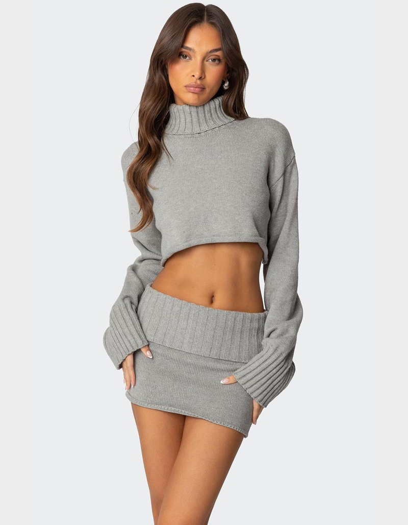 EDIKTED Gino Cropped Turtle Neck Sweater image number 0