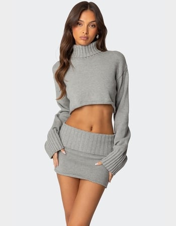EDIKTED Gino Cropped Turtle Neck Sweater Primary Image