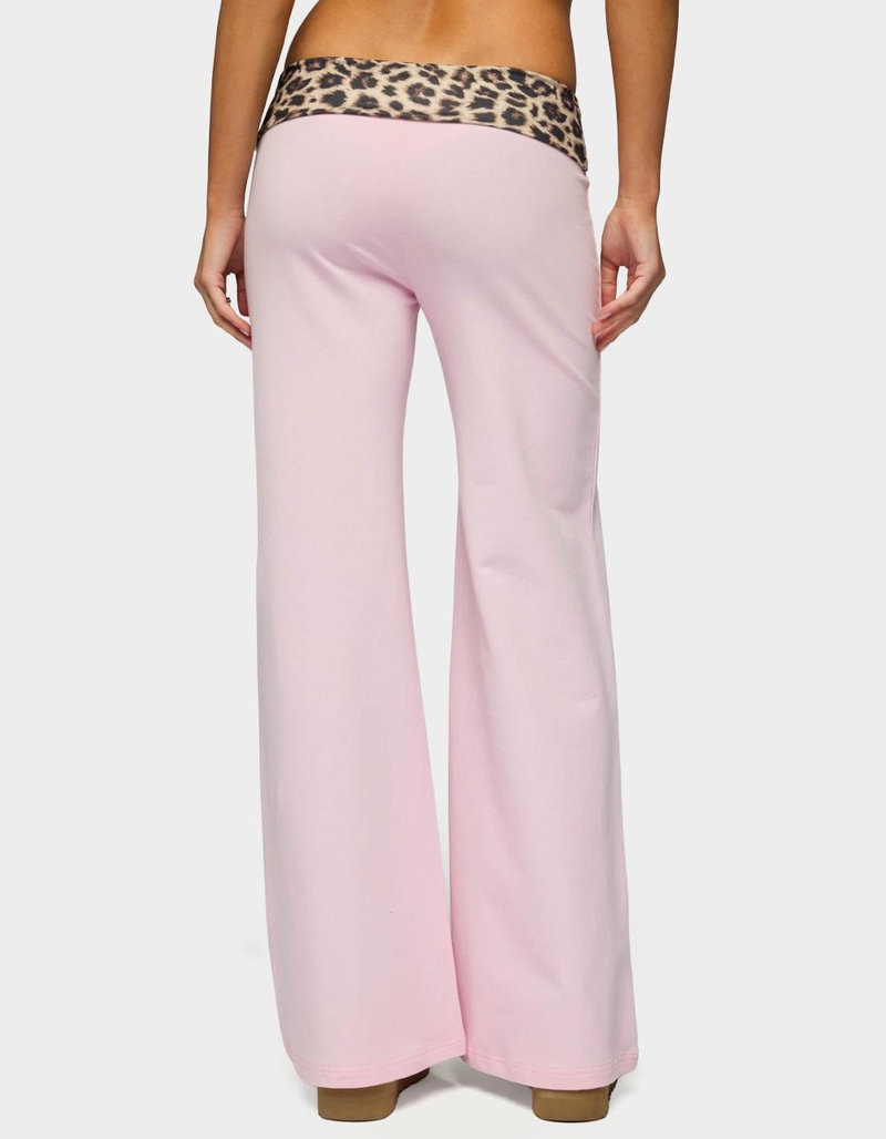 EDIKTED Leopard Foldover Pants image number 2