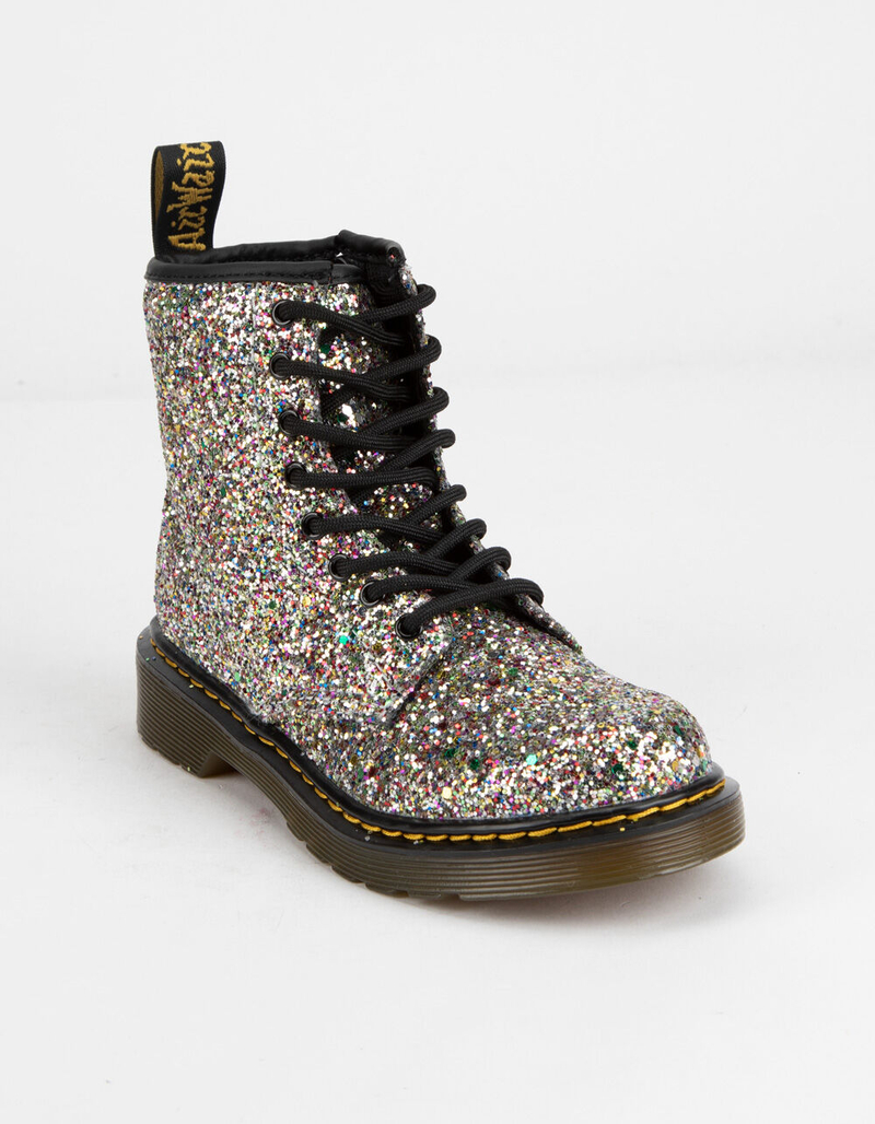 DR. MARTENS 1460 Chunky Silver Glitter Girls Boots image number 0