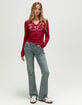 TRUE RELIGION Ribbed Faded Logo Womens Long Sleeve Henley Top image number 5