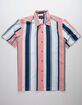DRILL CLOTHING Vertical Stripe Navy & White Mens Shirt image number 1