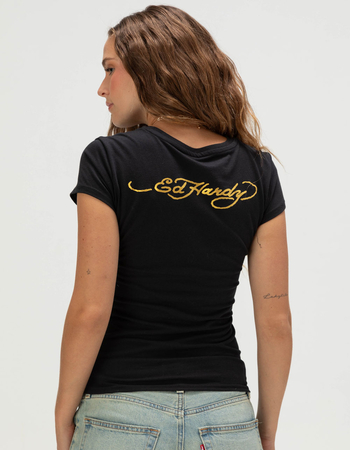 ED HARDY Tiger Roses Womens Fitted Tee Alternative Image