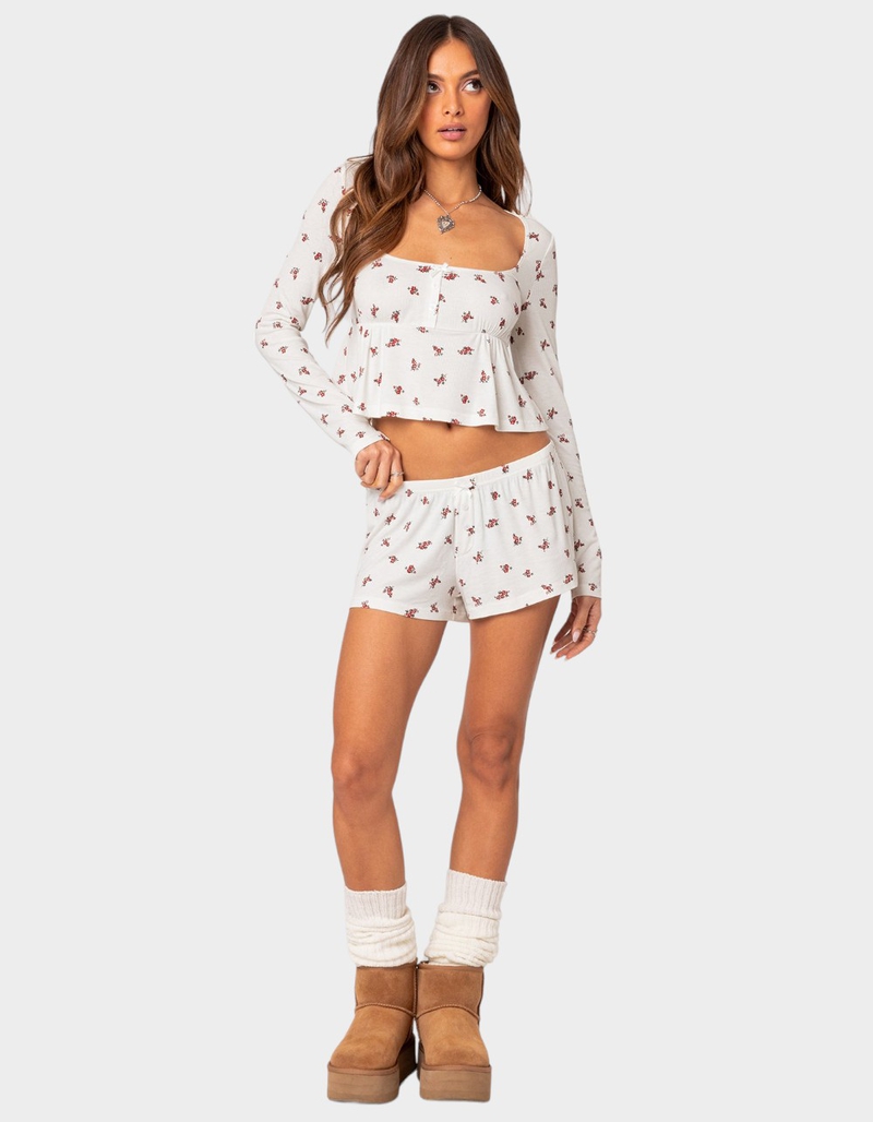 EDIKTED Meliora Ribbed Shorts image number 4