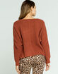 SKY AND SPARROW Chenille Dolman V Neck Womens Rust Sweater image number 3