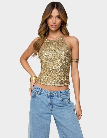 EDIKTED Pasha Sequin Tank Top Primary Image