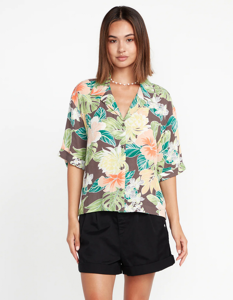 VOLCOM Excapism Womens Oversized Button Up Shirt image number 1