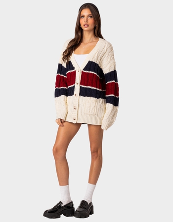 EDIKTED Tinsley Oversized Cable Knit Cardigan Alternative Image