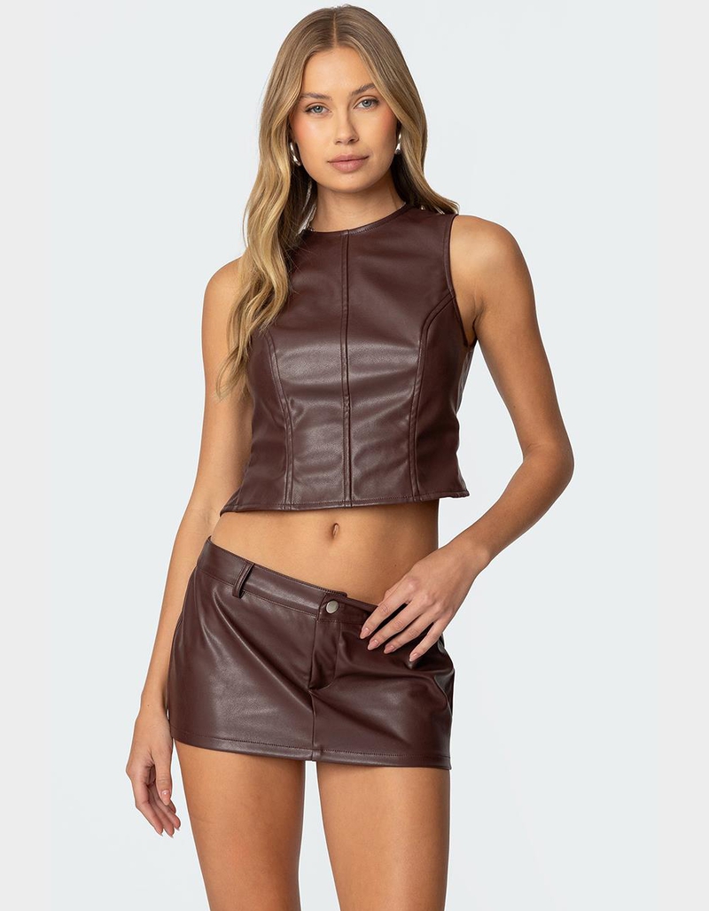 EDIKTED Frances Backless Faux Leather Top image number 1