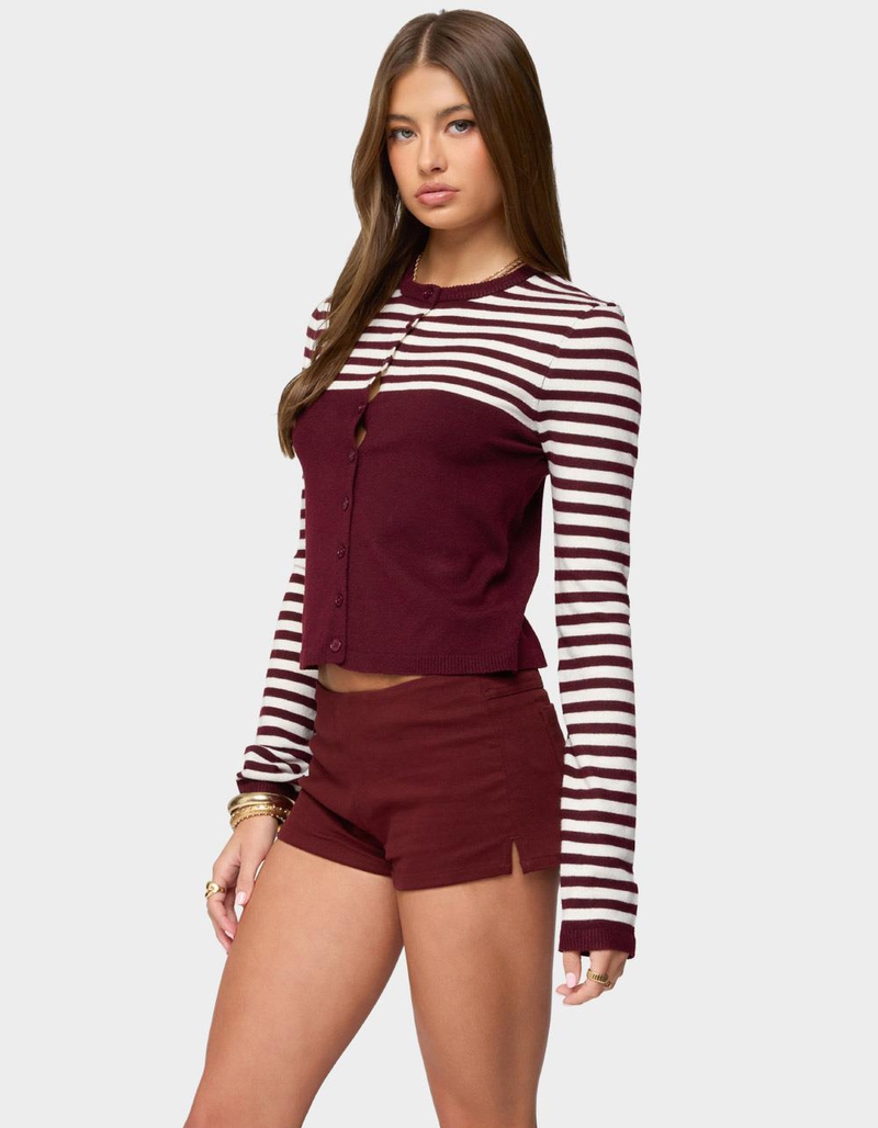 EDIKTED Goni Stripey Knit Cardigan image number 1