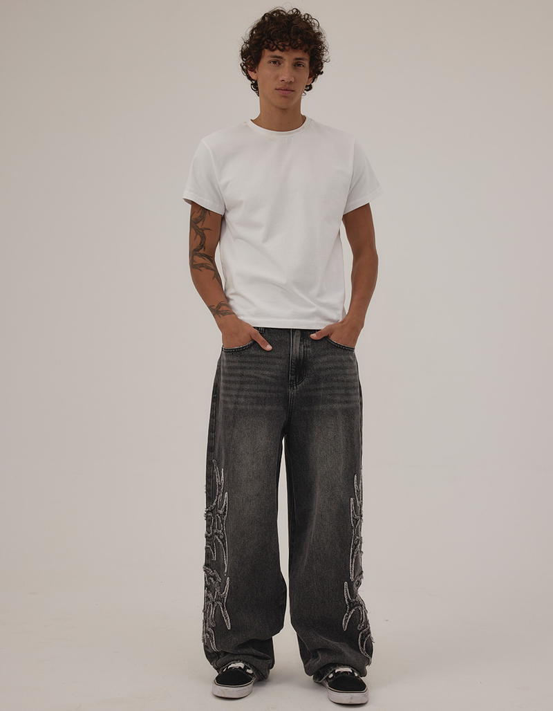 RSQ Mens Extra Baggy Applique Jeans image number 7