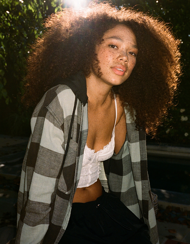 FULL TILT Sage Buffalo Womens Hooded Flannel image number 0