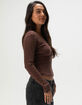 FULL TILT Womens Rib Long Sleeve Henley Top image number 3