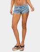 EDIKTED Pleated Low Rise Denim Micro Shorts image number 1