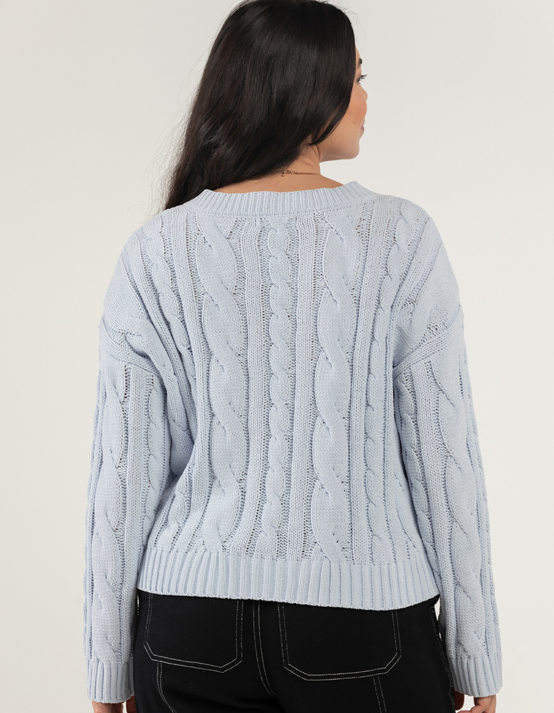 RSQ Womens Chenille Cable V Neck Sweater image number 2