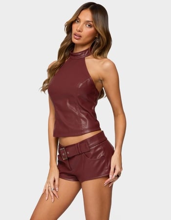 EDIKTED Alba Faux Leather High Neck Top Alternative Image
