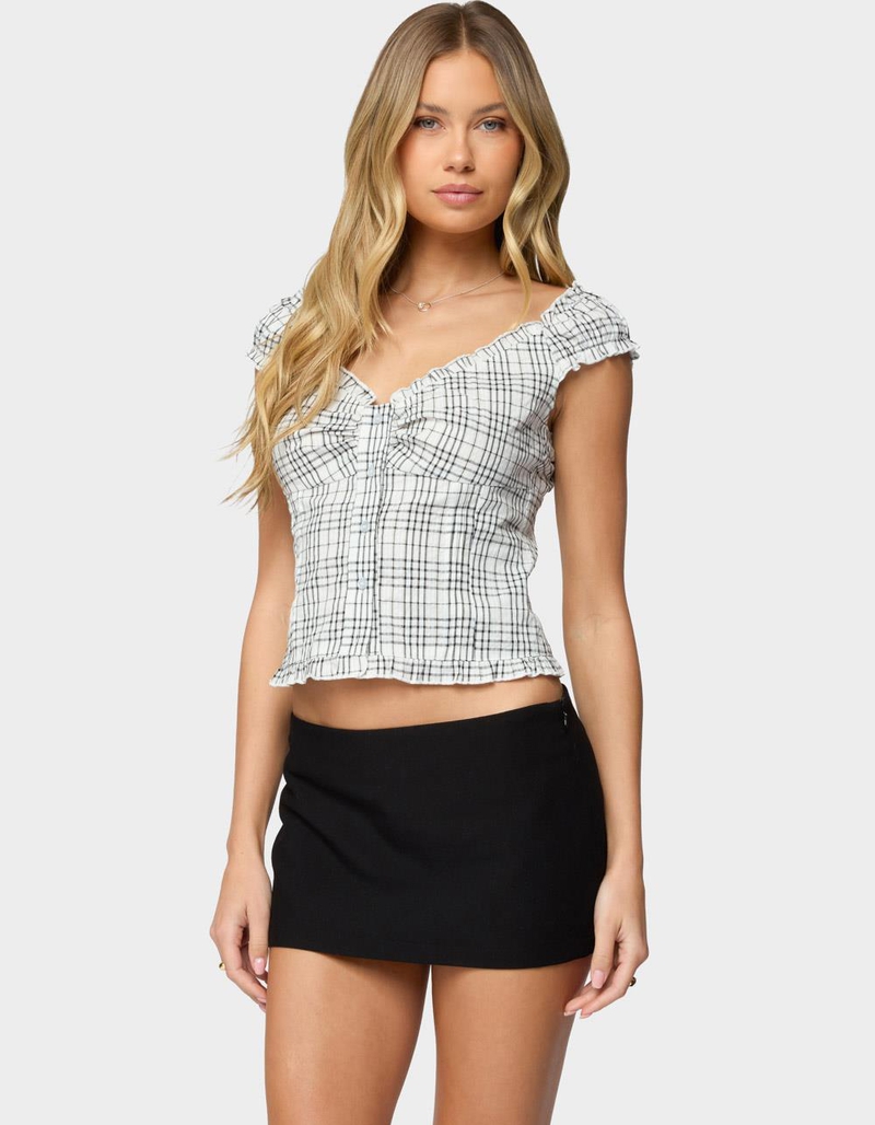 EDIKTED Dolsy Plaid Button Up Top image number 0