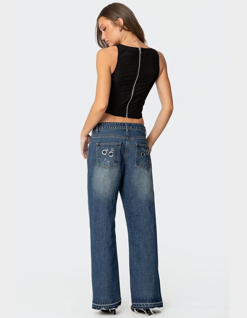 EDIKTED Davis Grommet Low Rise Jeans image number 4