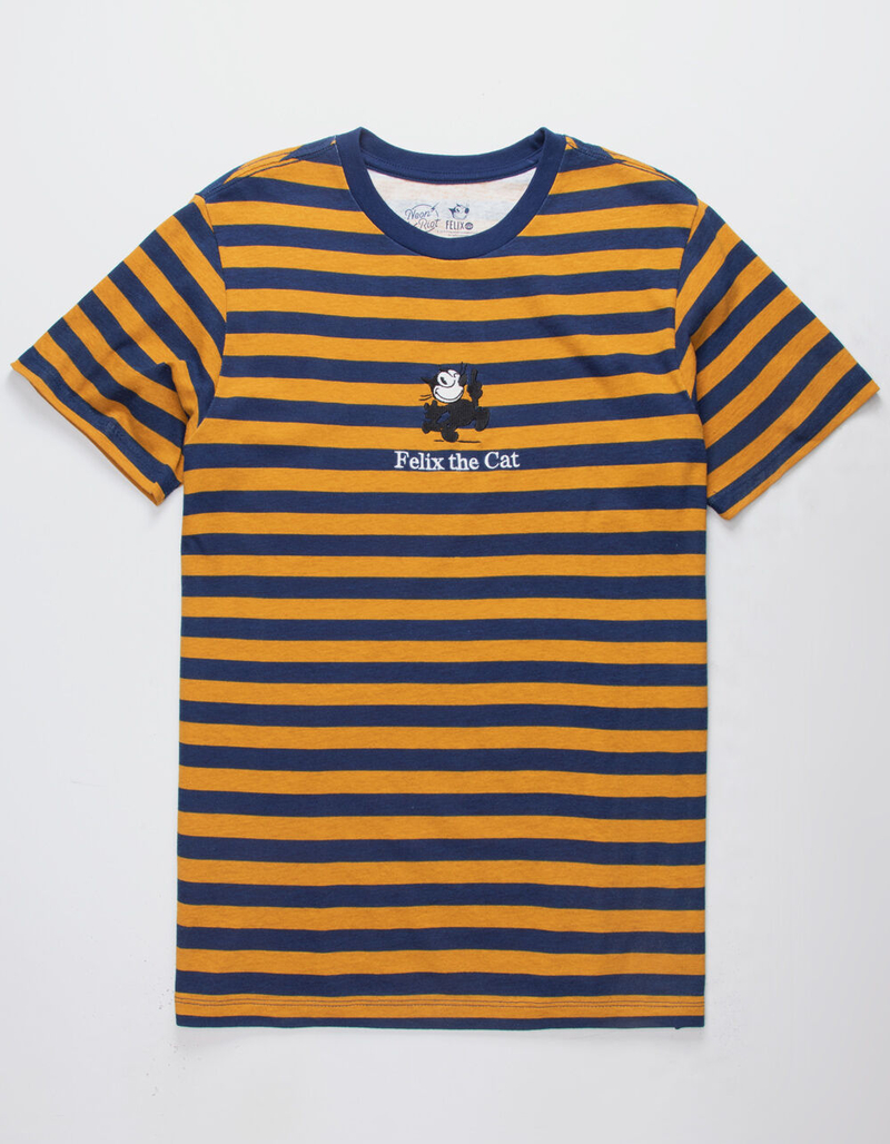 NEON RIOT Felix Wink Navy Stripe Mens T-Shirt image number 0