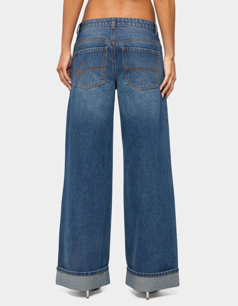 EDIKTED Gatz Cuffed Low Rise Wide Leg Jeans image number 2