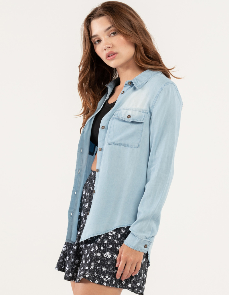 LOVE TREE Tencel Denim Womens Button Up Shirt  image number 1