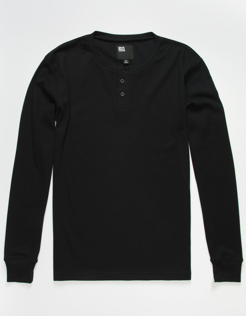 RSQ Mens Solid Black Thermal Henley image number 0
