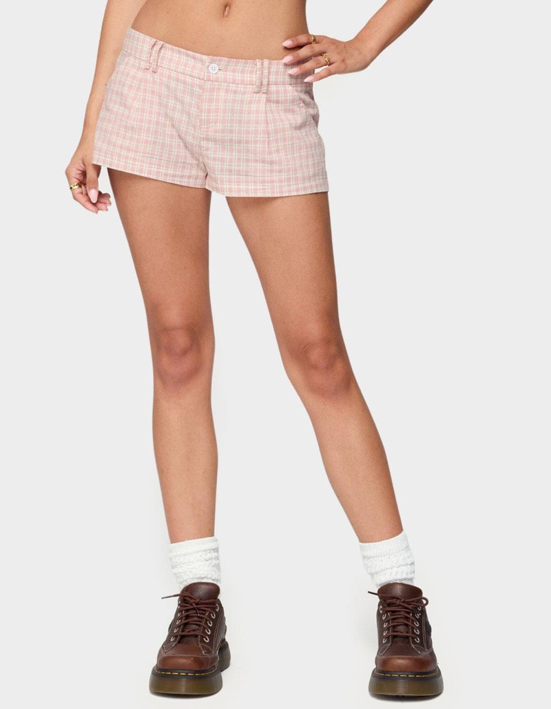 EDIKTED Monty Plaid Micro Shorts image number 0