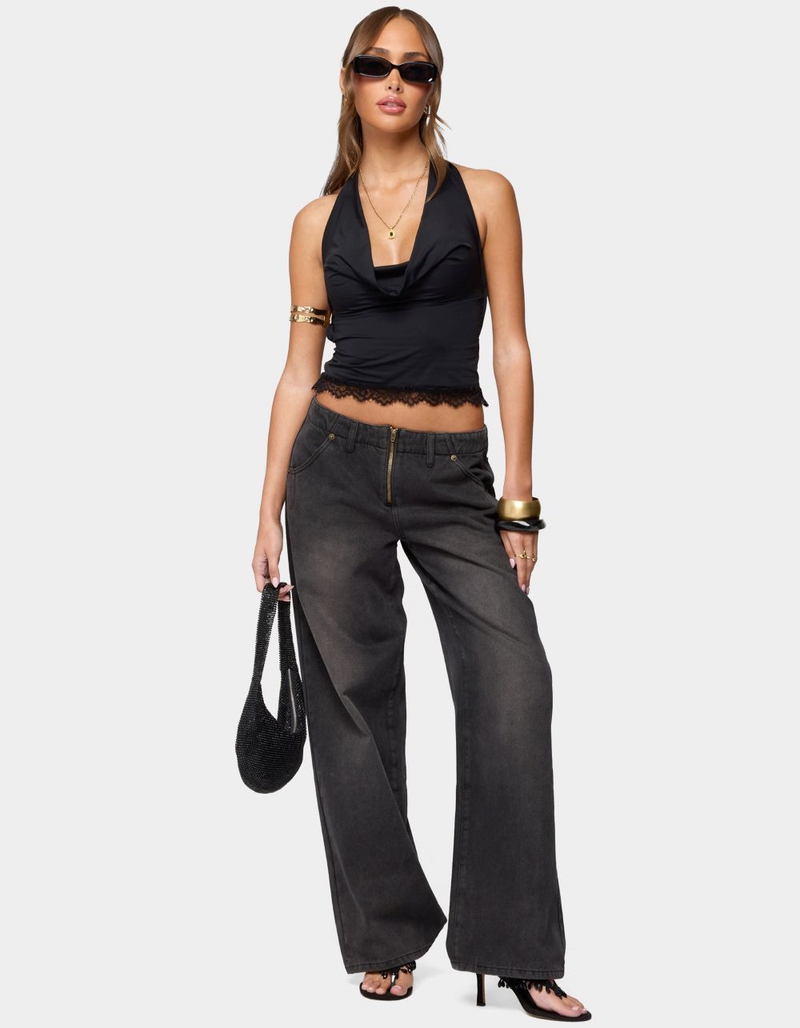 EDIKTED Aliyah Zip Low Rise Jeans image number 4