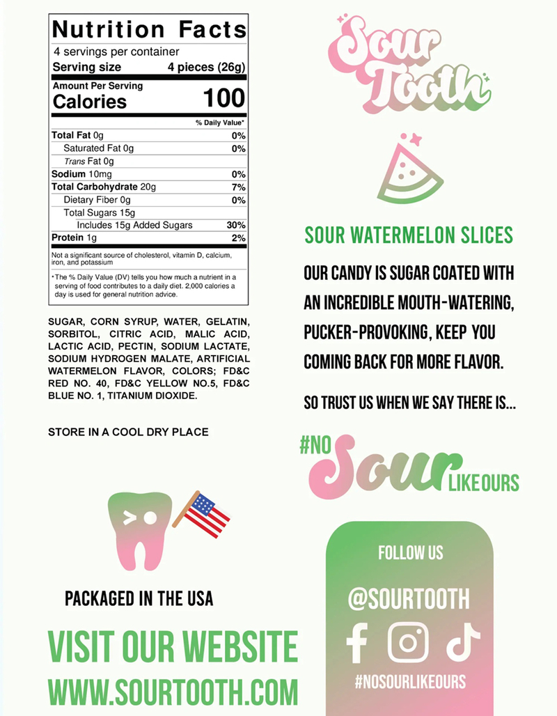SOUR TOOTH Sour Watermelon Slices Candy image number 3